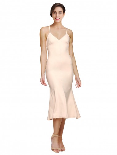 Vendedor de Decote V Crepe Esticado Sem Mangas Lombar Nu Vestidos de Madrinha / Vestidos de Festa / Vestidos de Cocktail / Vestidos de Homecoming