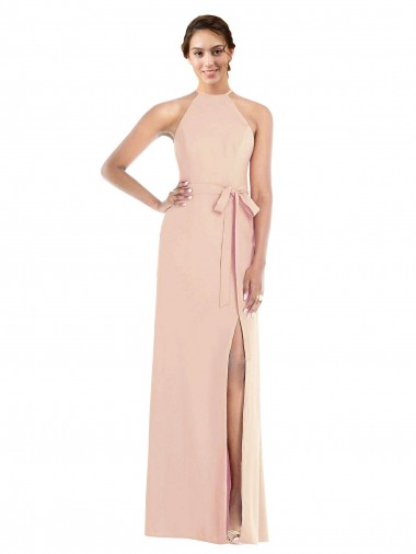 Vendedor de Cabeçada Crepe Esticado Sem Mangas Criss Cruz Nu Vestidos de Madrinha / Vestidos de Noite / Vestidos de Festa