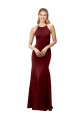 Vendedor de Cabeçada Crepe Esticado Sem Mangas Criss Cruz Ouro Borgonha Vestidos de Madrinha / Vestidos de Noite / Vestidos de Festa