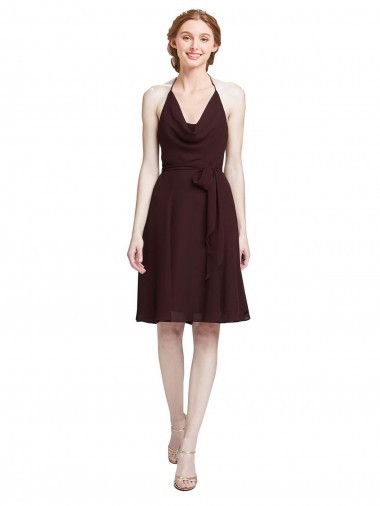 Vendedor de Alças finas Chiffon Sem Mangas Ouro Borgonha Vestidos de Madrinha / Vestidos de Cocktail / Vestidos de Homecoming