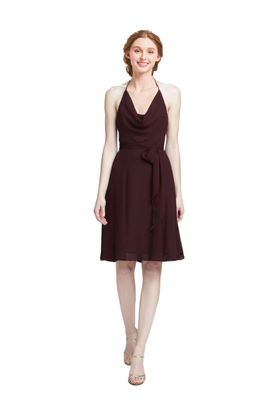 Vendedor de Alças finas Chiffon Sem Mangas Ouro Borgonha Vestidos de Madrinha / Vestidos de Cocktail / Vestidos de Homecoming
