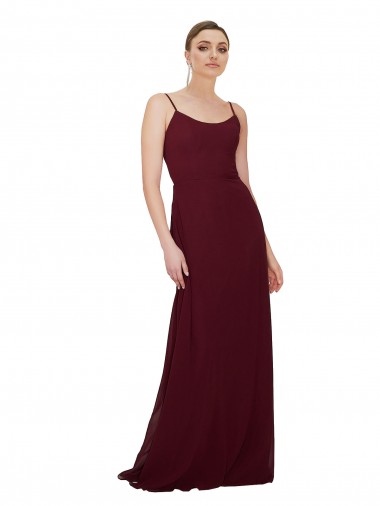 Vendedor de Colher Chiffon Sem Mangas Buraco da fechadura Ouro Borgonha Vestidos de Madrinha