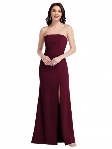 Vendedor de Sem alças Crepe Esticado Sem Mangas Ouro Borgonha Vestidos de Madrinha / Vestidos de Festa