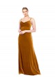 Vendedor de Alças finas Veludo Elástico Sem Mangas Ouro Vestidos de Madrinha / Vestidos de Festa