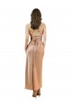 Vendedor de Decote Capuz Cetim Sedoso Sem Mangas Lombar Ouro Rosa Vestidos de Madrinha / Vestidos de Noite / Vestidos de Festa