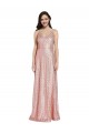 Vendedor de Decote V Lantejoulas Sem Mangas Lombar Ouro Rosa Vestidos de Madrinha / Vestidos de Noite / Vestidos de Festa