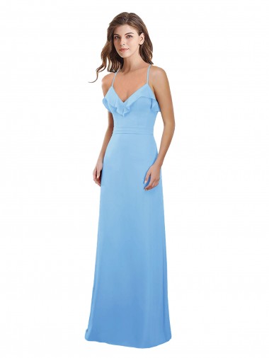 Vendedor de Alças finas Chiffon Sem Mangas Abrir de volta Pervinca Vestidos de Madrinha