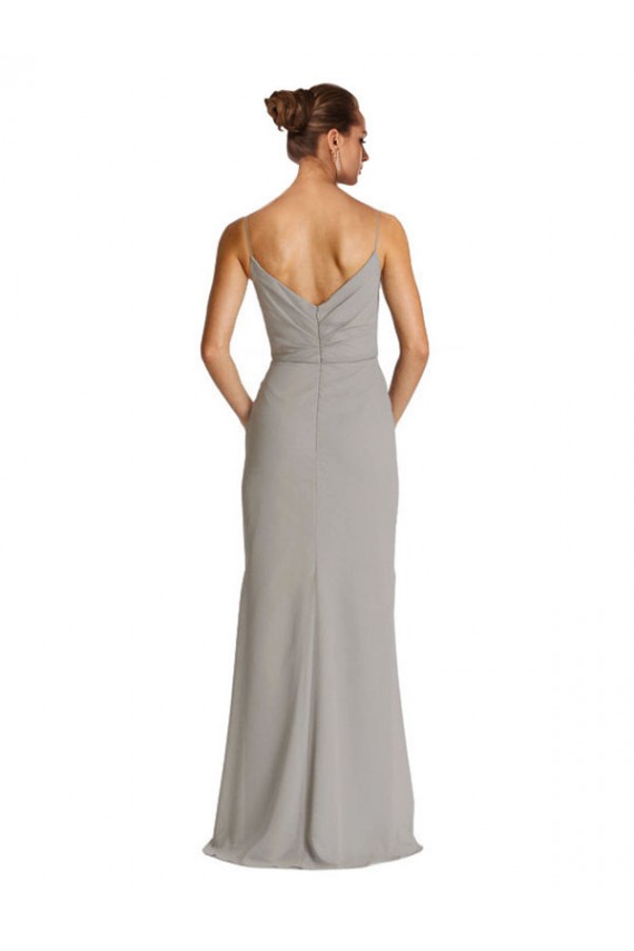 Vendedor de Alças finas Chiffon Sem Mangas Prata Vestidos de Madrinha