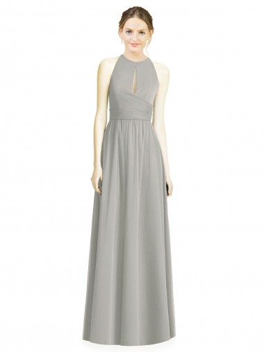 Vendedor de Cabeçada Chiffon Sem Mangas Prata Vestidos de Madrinha