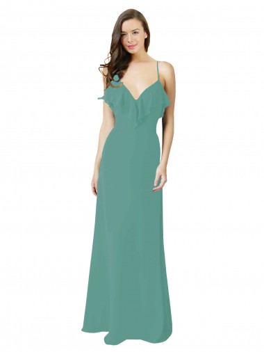 Vendedor de Alças finas Chiffon Sem Mangas Prata Islandesa Vestidos de Madrinha