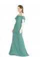 Vendedor de Fora do Ombro Chiffon Sem Mangas Prata Islandesa Vestidos de Madrinha