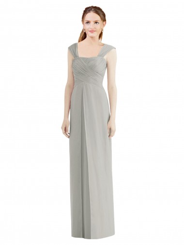 Vendedor de Barco Chiffon Sem Mangas Prata Vestidos de Madrinha