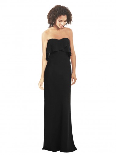 Vendedor de Amor Chiffon Sem Mangas Preto Longo Vestidos de Madrinha