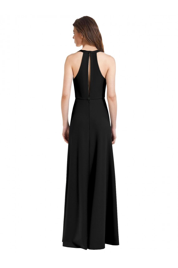 Vendedor de Cabeçada Crepe Esticado Sem Mangas Preto Vestidos de Madrinha / Vestidos de Noite / Vestidos de Festa