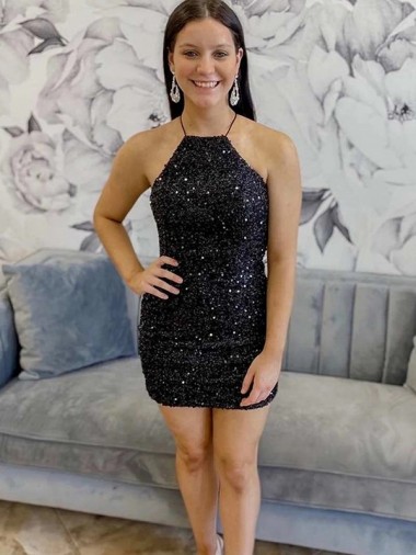 Vendedor de Cabeçada Lantejoulas Veludo Sem Mangas Preto Vestidos de Festa