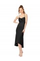 Vendedor de Decote Capuz Cetim Sedoso Sem Mangas Criss Cruz Preto Vestidos de Madrinha / Vestidos de Noite / Vestidos de Festa