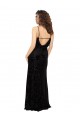 Vendedor de Decote V Veludo Floral & Veludo Elástico Sem Mangas Abrir de volta Preto Vestidos de Madrinha