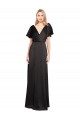 Vendedor de Decote V Cetim Elástico Mangas Curtas Abrir de volta Preto Vestidos de Madrinha / Vestidos de Noite / Vestidos de Festa