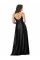 Vendedor de Decote V Cetim Sedoso Sem Mangas Lombar Preto Linha A Vestidos de Madrinha / Vestidos de Noite / Vestidos de Festa