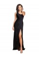 Vendedor de Um Ombro Cetim Sedoso Sem Mangas Preto Longo Vestidos de Madrinha / Vestidos de Noite / Vestidos de Festa