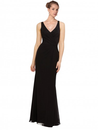 Vendedor de Decote V Chiffon Sem Mangas Preto Vestidos de Festa