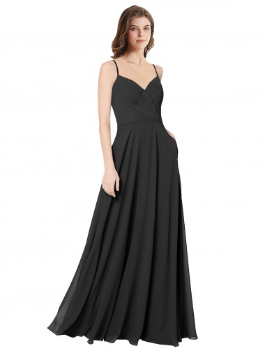 Vendedor de Amor Chiffon Sem Mangas Abrir de volta Preto Vestidos de Madrinha