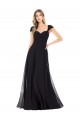 Vendedor de Amor Chiffon Mangas Curtas Preto Vestidos de Madrinha