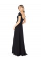 Vendedor de Amor Chiffon Mangas Curtas Preto Vestidos de Madrinha