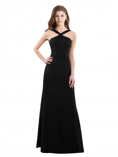 Vendedor de Cabeçada Chiffon Sem Mangas Abrir de volta Preto Vestidos de Festa / Vestidos de Madrinha
