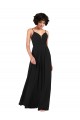 Vendedor de Decote V Chiffon Sem Mangas Abrir de volta Preto Vestidos de Madrinha / Vestidos de Noite