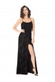 Vendedor de Alças finas Veludo Floral & Veludo Elástico Sem Mangas Criss Cruz Preto Vestidos de Madrinha