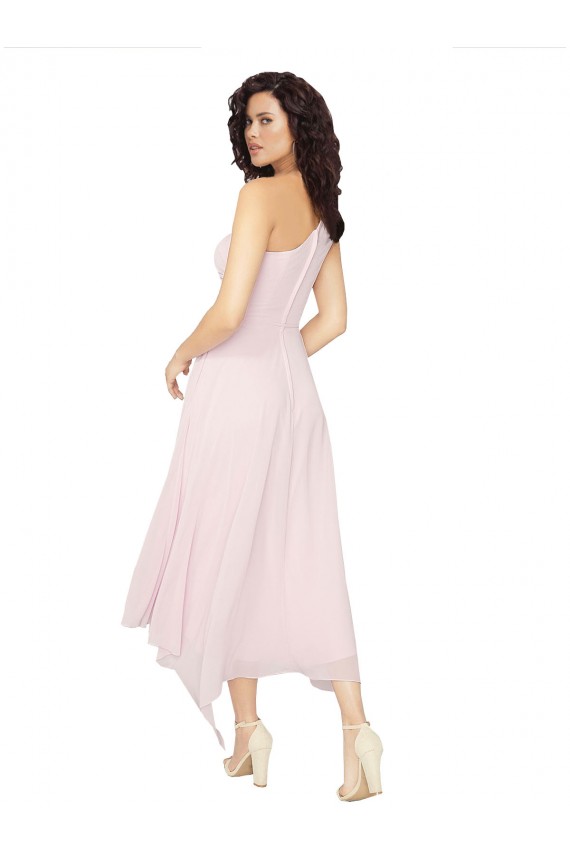 Vendedor de Um Ombro Chiffon Sem Mangas Preto Vestidos de Madrinha / Vestidos de Cocktail / Vestidos de Homecoming