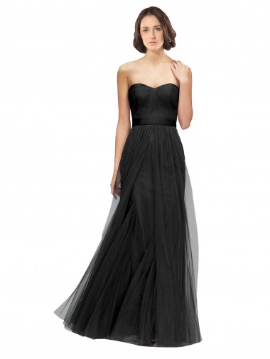 Vendedor de Amor Tule Sem Mangas Preto Vestido de Madrinha / Vestido de Noite