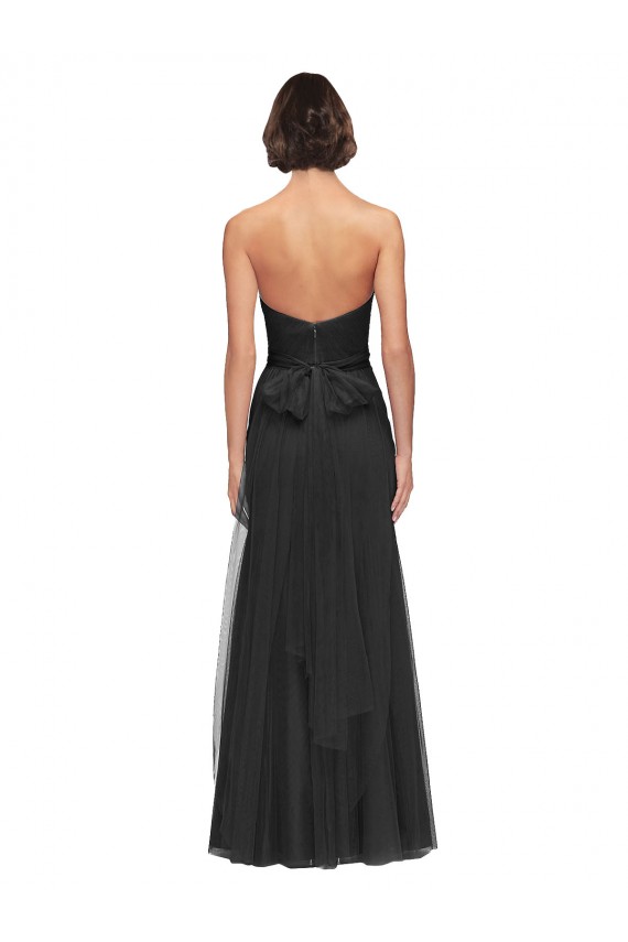 Vendedor de Amor Tule Sem Mangas Preto Vestido de Madrinha / Vestido de Noite