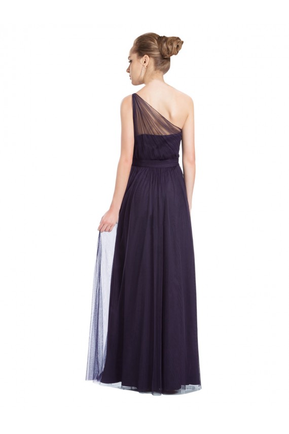 Vendedor de Um Ombro Tule Sem Mangas Preto Vestido Formais / Vestido de Madrinha