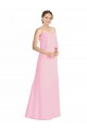 Vendedor de Alças finas Chiffon Sem Mangas Abrir de volta Quase Rosa Vestidos de Madrinha