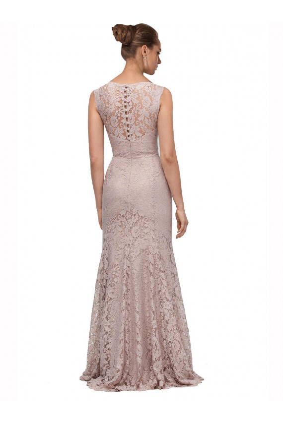 Vendedor de Decote Ilusão Renda Sem Mangas Longo Vestidos de Madrinha / Vestidos de Festa
