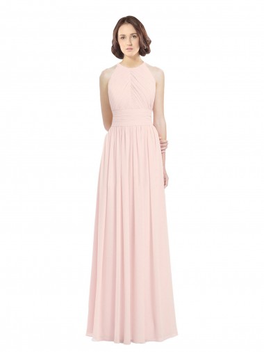 Vendedor de Cabeçada Chiffon Sem Mangas Buraco da fechadura Rosa 42# Vestidos de Madrinha