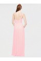 Vendedor de Um Ombro Chiffon Sem Mangas Rosa Vestidos de Madrinha