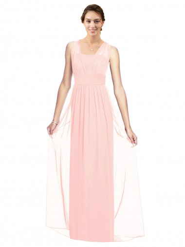 Vendedor de Decote V Chiffon Sem Mangas Rosa Vestidos de Madrinha