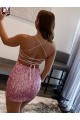 Vendedor de Alças finas Lantejoulas Veludo Sem Mangas Rosa Choque Vestido de Festa