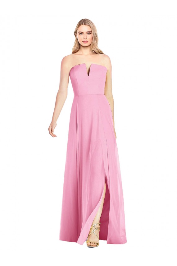 Vendedor de Decote V Chiffon Sem Mangas Rosa Choque Vestidos de Madrinha