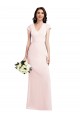 Vendedor de Decote V Crepe Esticado Mangas Curtas Rosa Vestidos de Madrinha / Vestidos de Noite / Vestidos de Festa