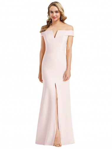 Vendedor de Fora do Ombro Crepe Esticado Sem Mangas Rosa Vestidos de Madrinha / Vestidos de Noite / Vestidos de Festa
