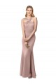 Vendedor de Cabeçada Crepe Esticado Sem Mangas Criss Cruz Rosa Empoeirado Vestidos de Madrinha / Vestidos de Festa