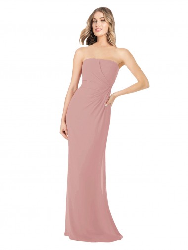 Vendedor de Sem alças Chiffon Sem Mangas Rosa Empoeirado Vestidos de Madrinha