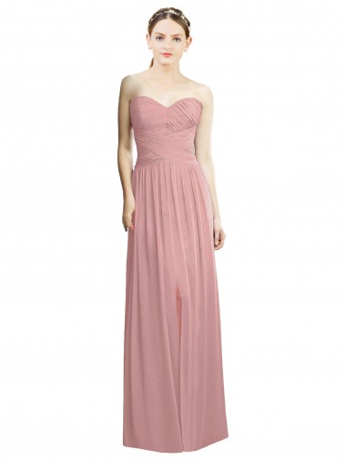 Vendedor de Amor Chiffon Sem Mangas Rosa Empoeirado Vestidos de Madrinha / Vestidos de Noite