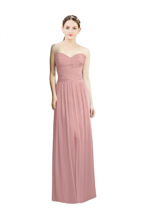 Vendedor de Amor Chiffon Sem Mangas Rosa Empoeirado Vestidos de Madrinha / Vestidos de Noite
