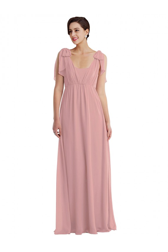 Vendedor de Cabeçada Chiffon Sem Mangas Rosa Empoeirado Vestidos de Madrinha