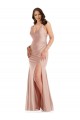 Vendedor de Decote V Cetim Sedoso Sem Mangas Rosa Empoeirado Vestidos de Madrinha / Vestidos de Noite / Vestidos de Festa